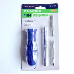 3/$15 NEW PITTSBURGH 4-IN-1 SCREWDRIVER TOOL Blue